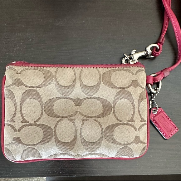 Hot pink and brown beige coach wallet - Picture 2 of 4